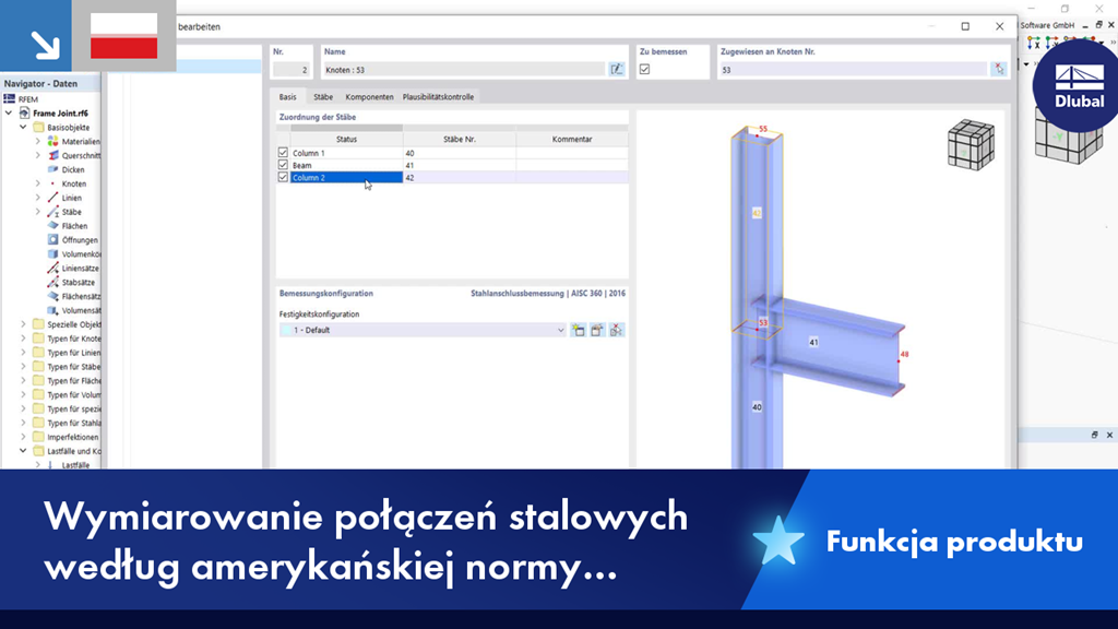 Projektowanie połączeń stalowych zgodnie z amerykańską normą ANSI/AISC 360-16 bez podawania szczegółów oprogramowania.