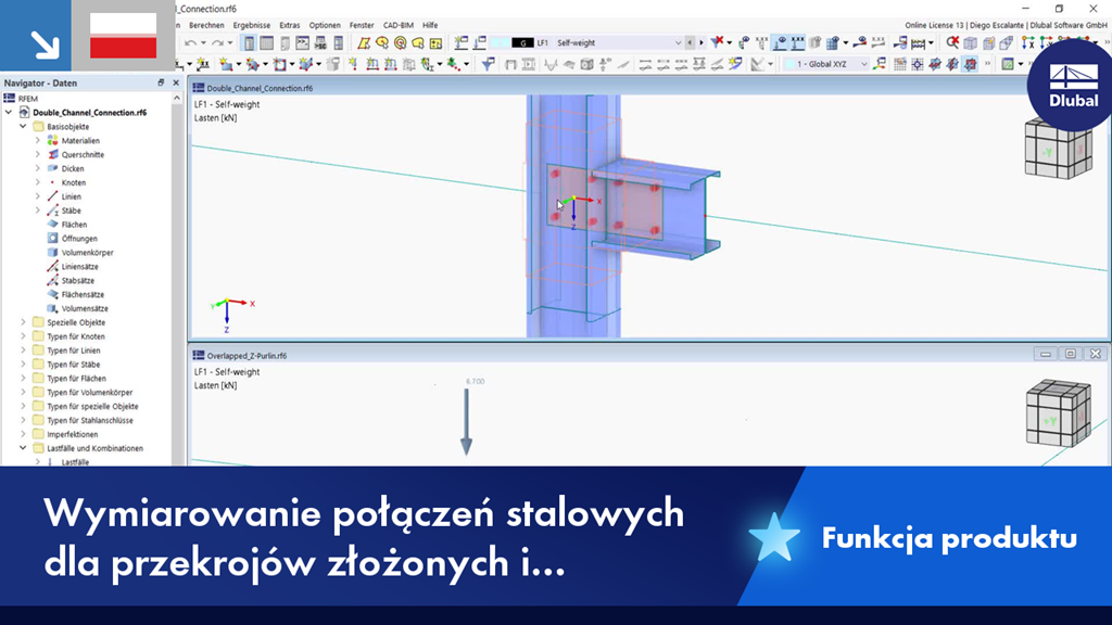 Obliczanie połączeń stalowych dla cienkościennych przekrojów złożonych w projektowaniu konstrukcji.