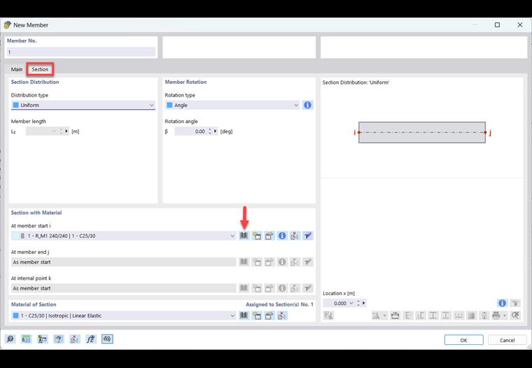 Otwieranie biblioteki przekrojów