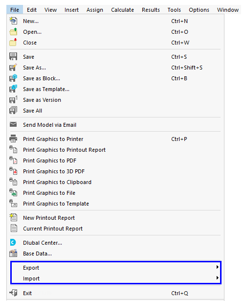 Wywołać interfejsy w menu 'Plik'