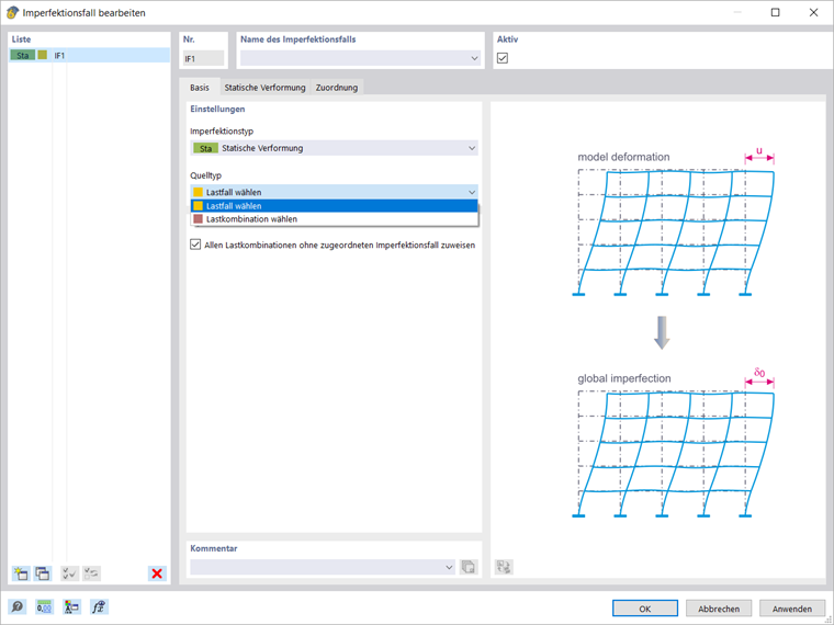 Typ imperfekcji odkształcenia statycznego