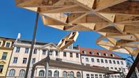 Montaż drewnianej powłoki kratowej | © Cyfrowa konstrukcja drewniana DTC, TH Augsburg