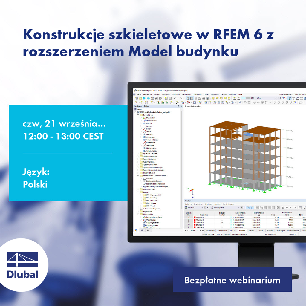 Konstrukcje szkieletowe w RFEM 6 z rozszerzeniem Model budynku