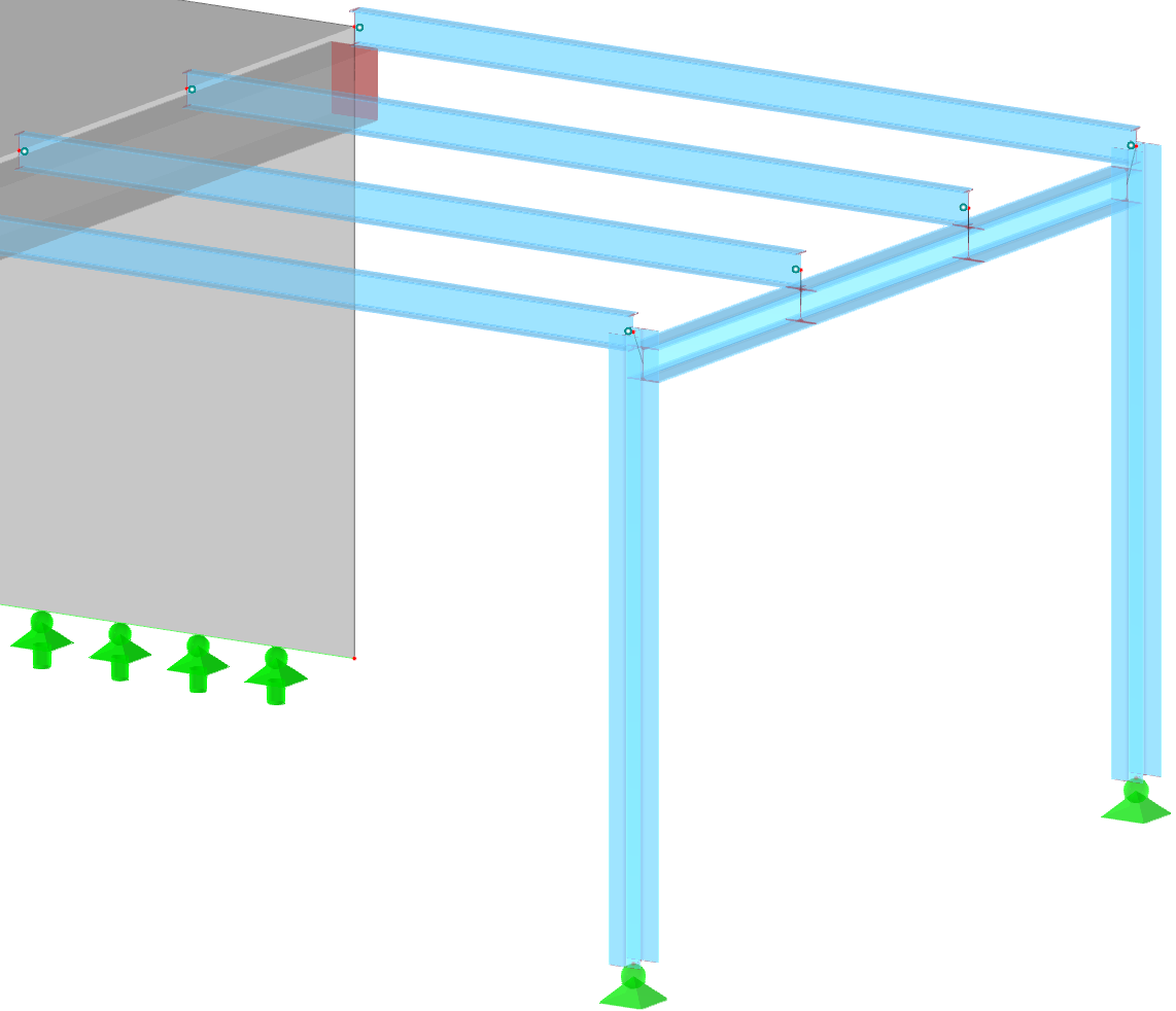 Mimośrody pręta w widoku 'Model przezroczysty'