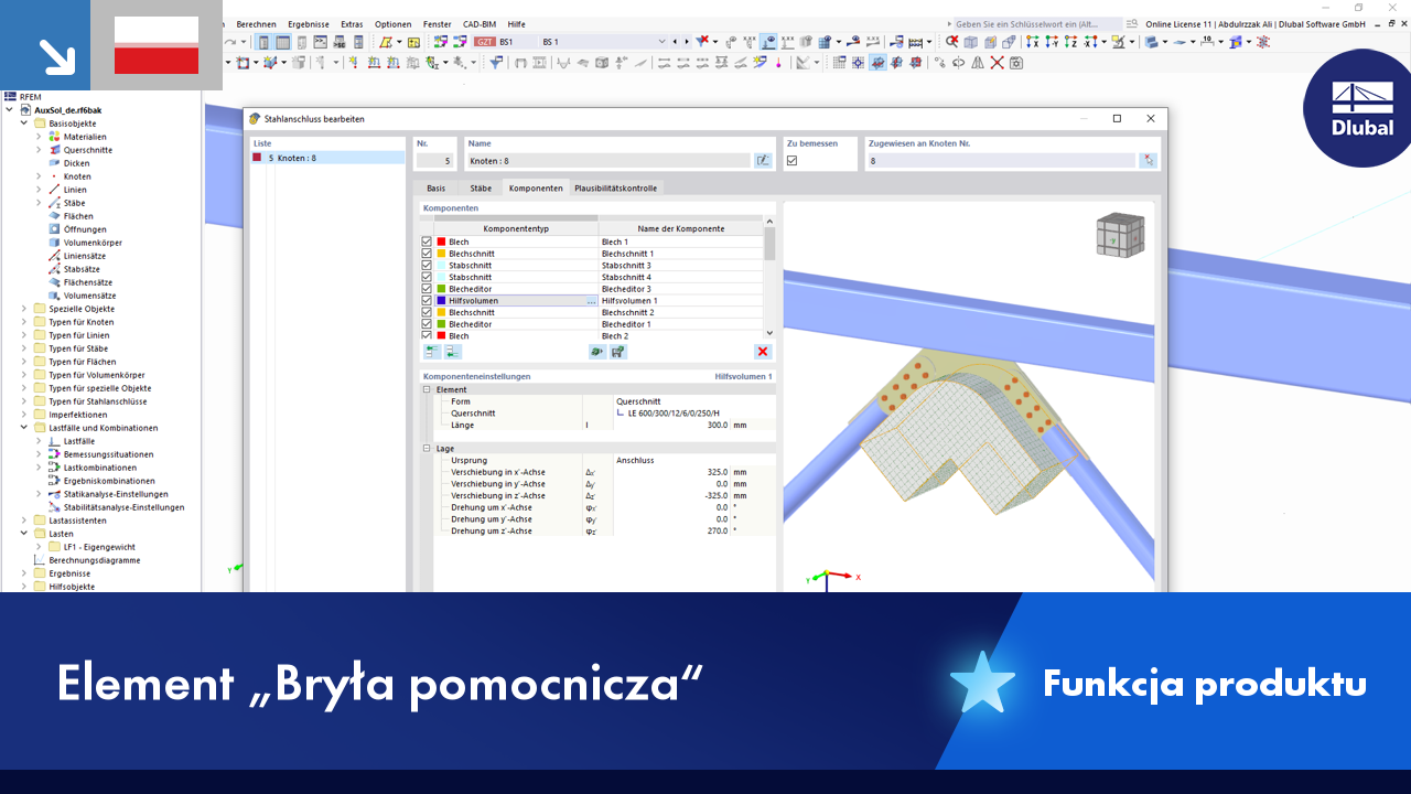 Reprezentacja elementu konstrukcyjnego, jakim jest podpora. Narzędzie do optymalizacji statyki konstrukcji. Skupia się na efektywnym wykorzystaniu brył pomocniczych.