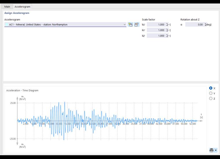 Definiowanie akcelerogramu