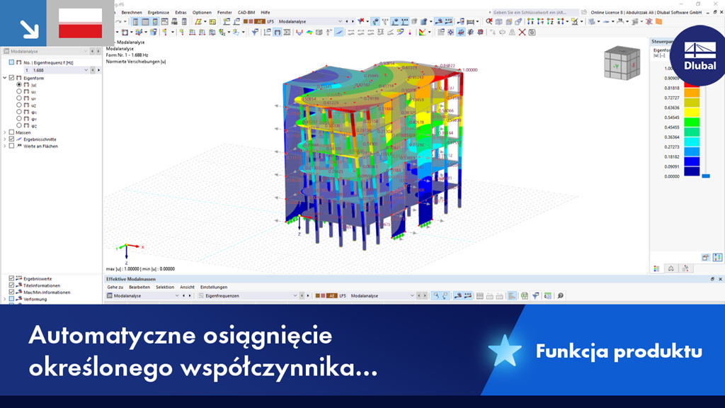 Prezentacja zautomatyzowanych metod uzyskiwania efektywnych współczynników mas modalnych w obliczeniach mechaniki konstrukcji.