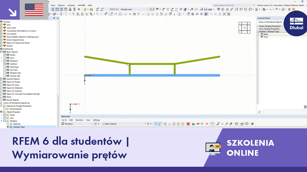Szkolenie online RFEM 6 dotyczące projektowania elementów dla studentów kierunków budowlanych.