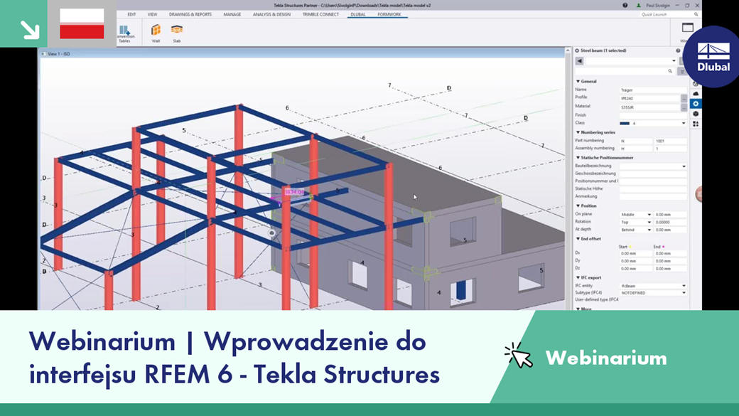 Integracja RFEM 6 z Tekla Structures w pokazana w webinarium poświęconym współpracy międzyplatformowej