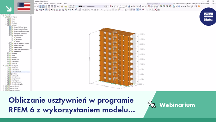 Obliczanie usztywnień w programie RFEM 6 z wykorzystaniem modelu budynku