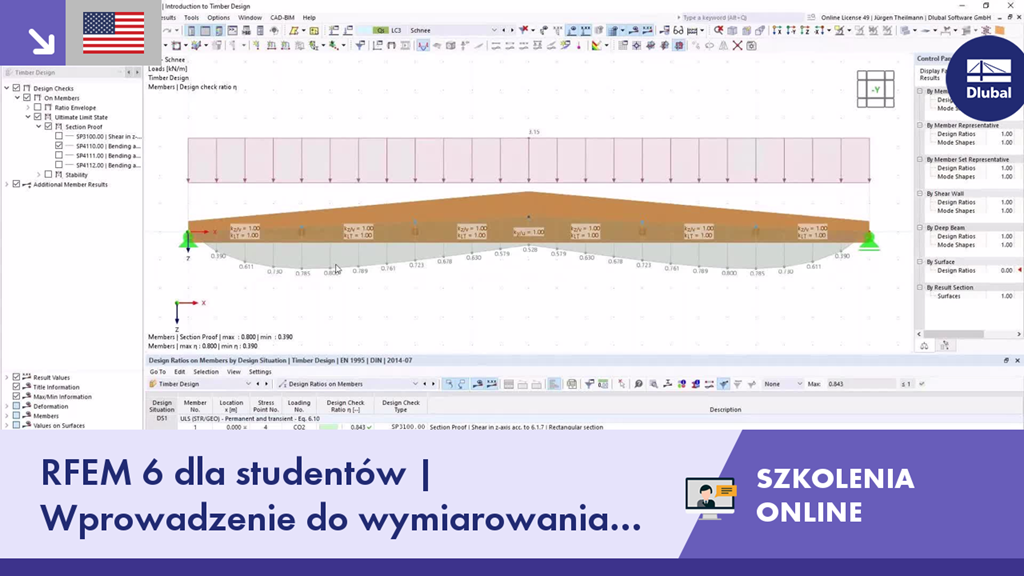 RFEM 6 dla studentów | Wprowadzenie do wymiarowania drewna