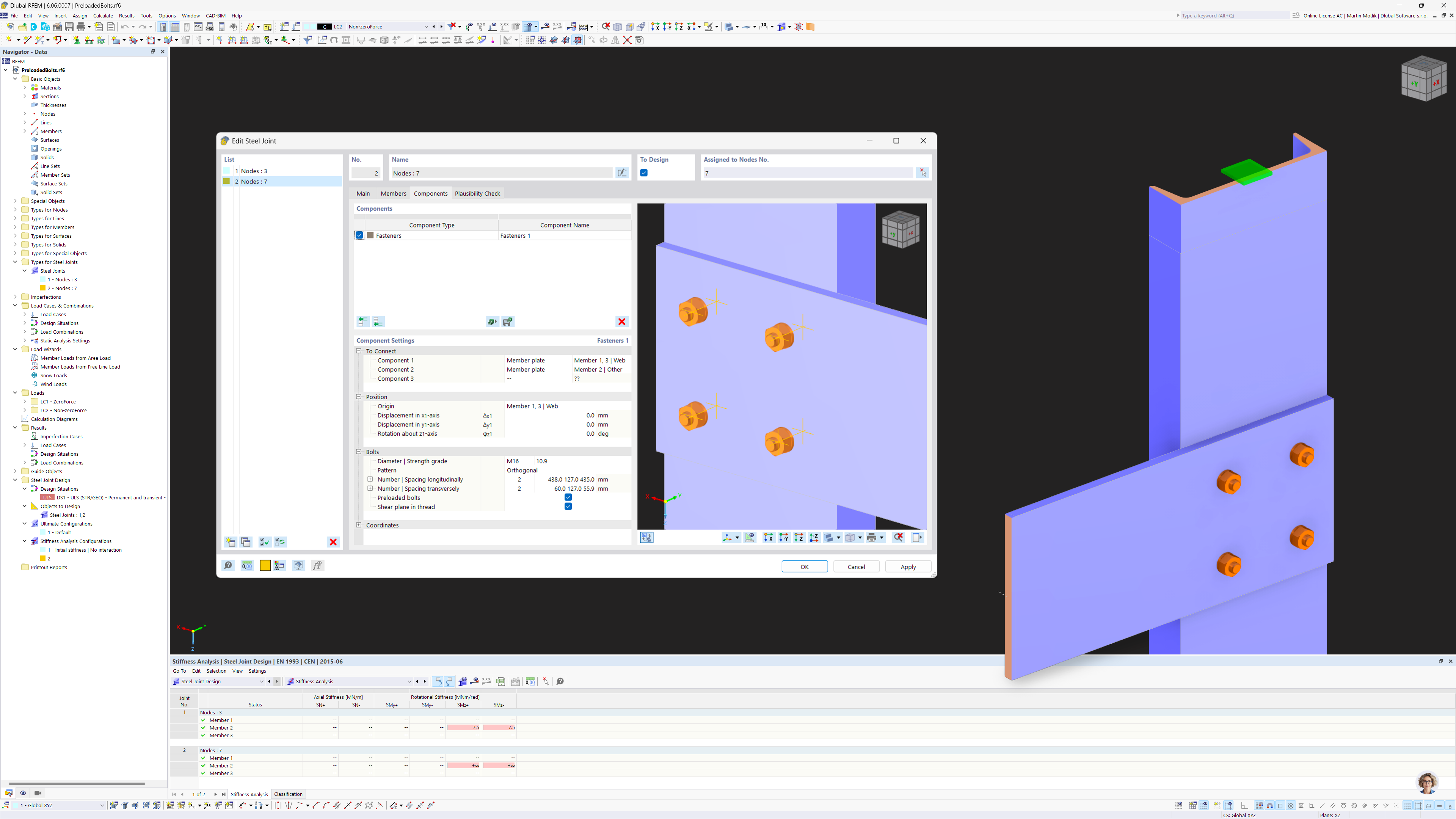 Śruby wstępnie rozciągane | Okno dialogowe