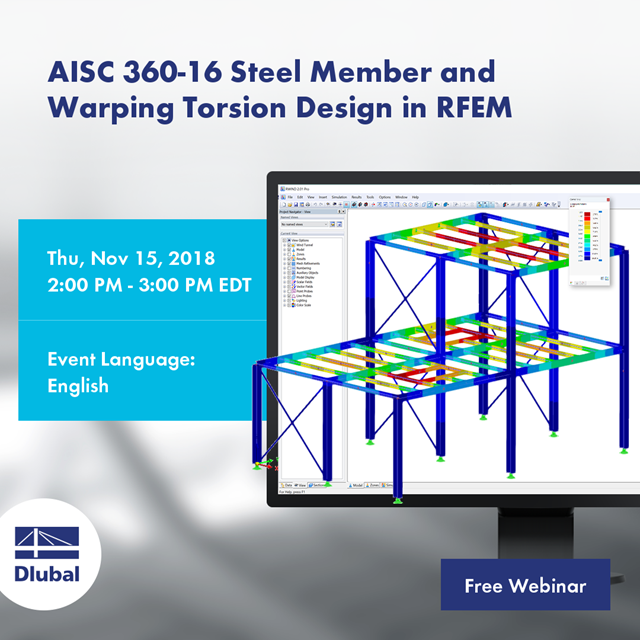 AISC 360-16 Projektowanie prętów stalowych i skręcania skrępowanego w RFEM