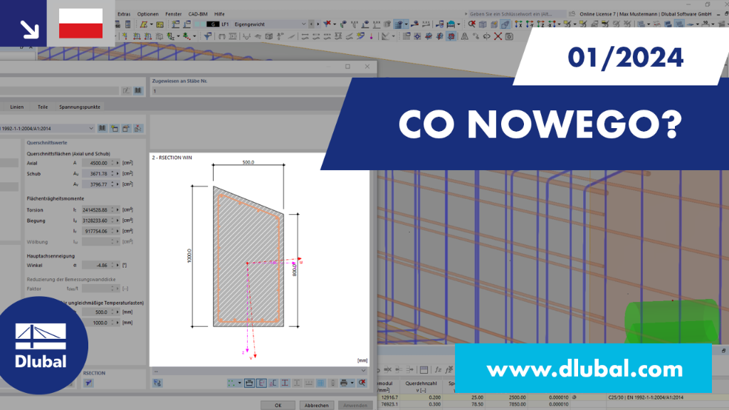 Graficzna prezentacja nowych funkcji w programach RFEM 6 i RSTAB 9 w styczniu 2024