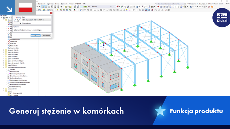 Funkcja 'Generuj przeciągi poprzeczne w komórkach' umożliwia organizację i strukturyzację komórek. Można rozpoznać konkretne układy komórek i szczegóły połączeń.