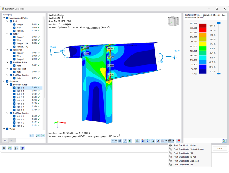 Drukowanie wyników w połączeniu stalowym