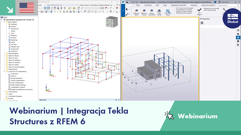 Integracja programu Tekla Structures z RFEM 6 w szczegółowej prezentacji webinarium.