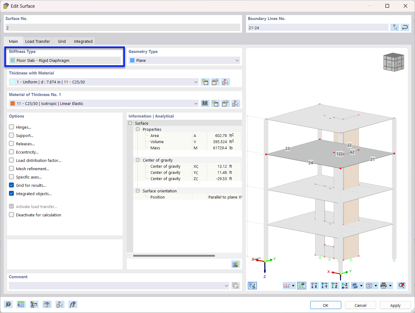Właściwości powierzchni stropu zbioru stropów