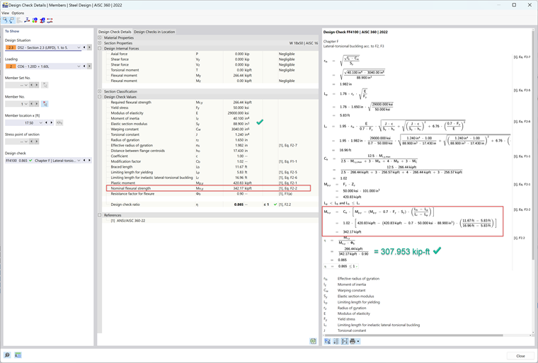 KB 001884 | Porównanie metod obliczeń wyboczenia boczno-torsyjnego według rozdziału F AISC oraz wartości własnych w RFEM 6