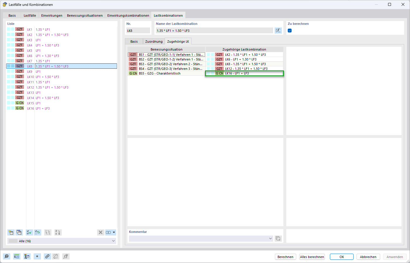Rysunek przedstawia charakterystyczną kombinację obciążeń w obliczeniach konstrukcji, użytą do symulacji warunków obciążenia.