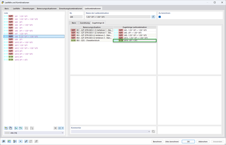 Rysunek przedstawia charakterystyczną kombinację obciążeń w obliczeniach konstrukcji, użytą do symulacji warunków obciążenia.