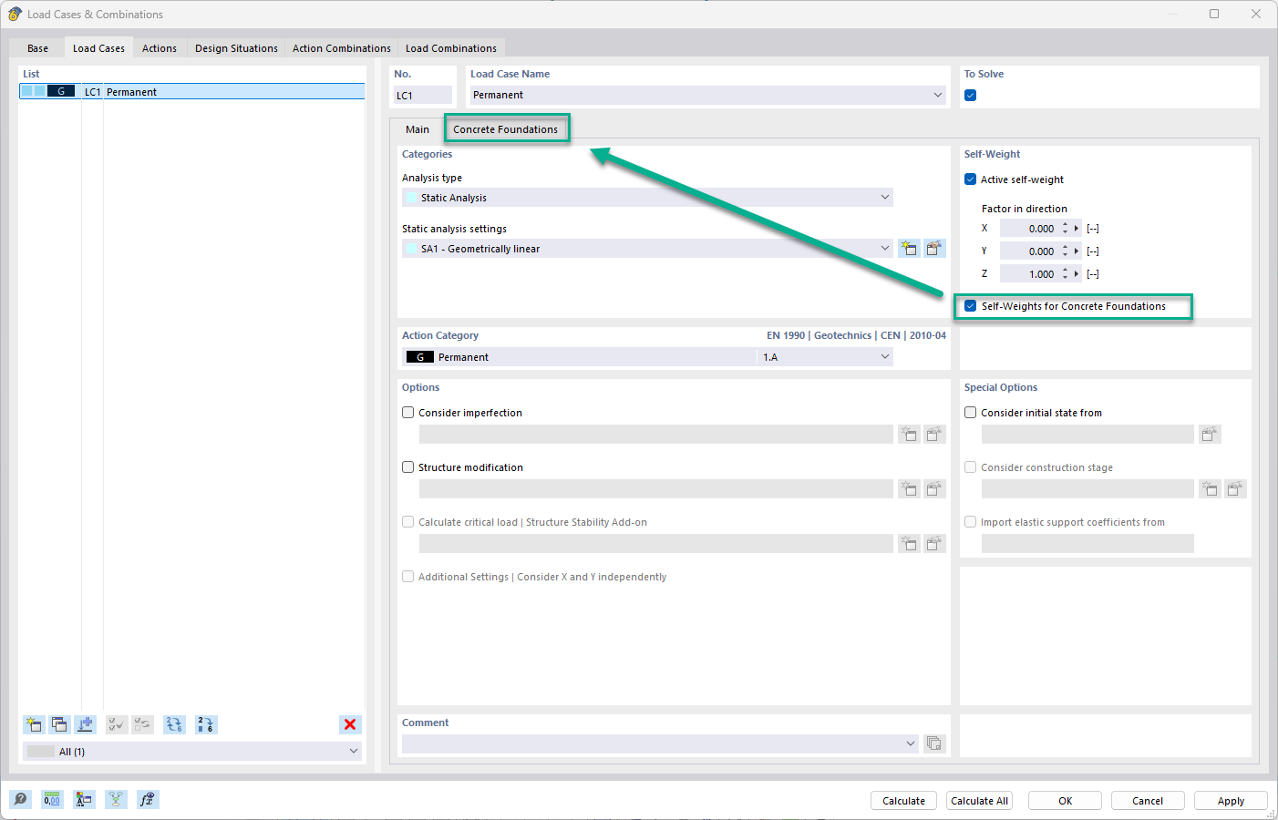 Aktywacja ciężaru własnego w fundamentach betonowych