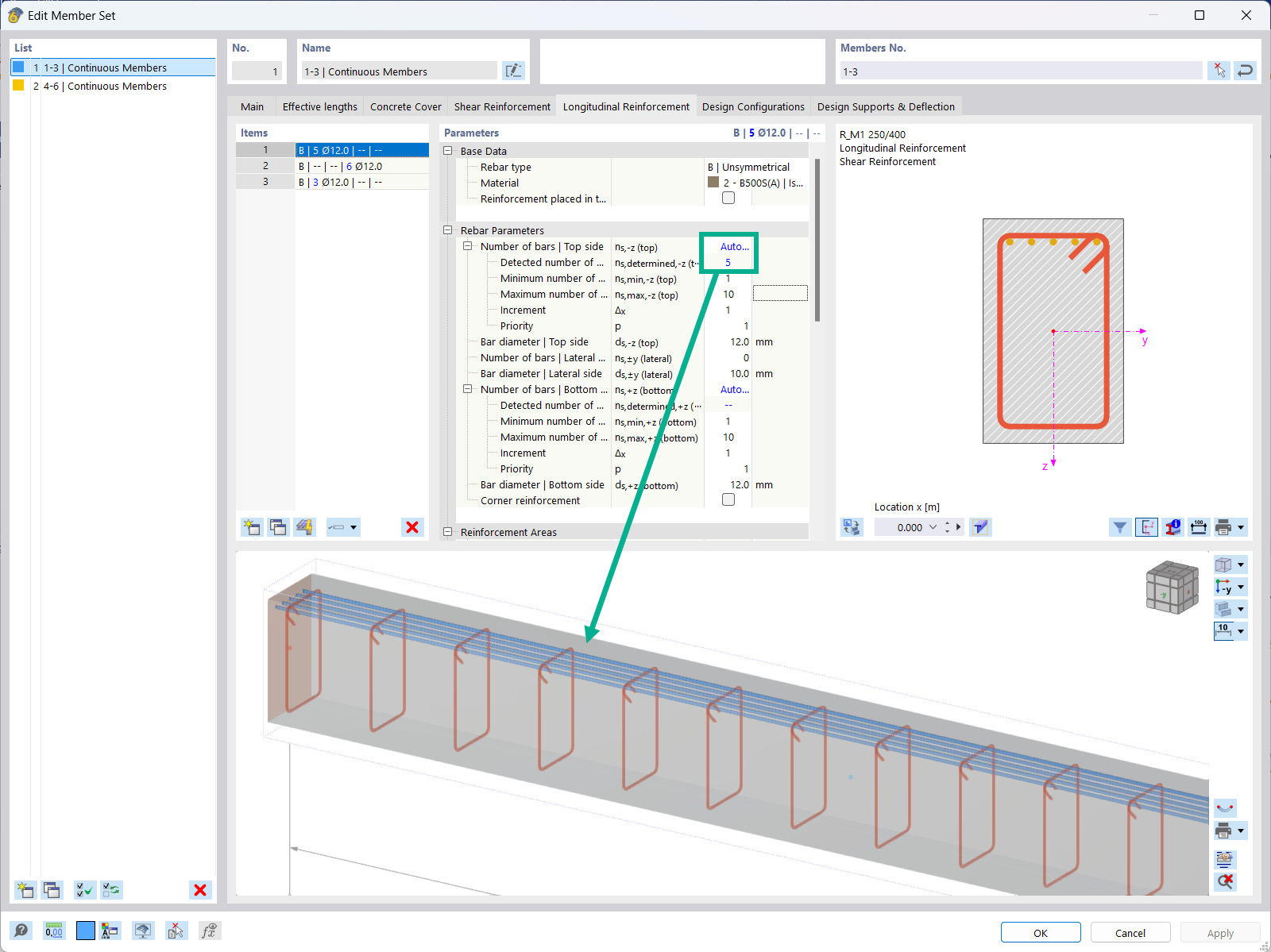 Funkcja 002920 | Automatyczna funkcja zbrojenia podłużnego dla prętów
