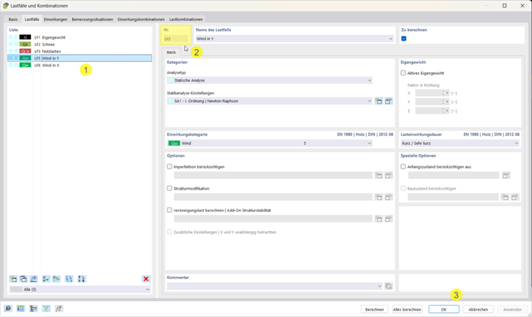 Dialog do ręcznej numeracji | Edycja przypadków obciążenia