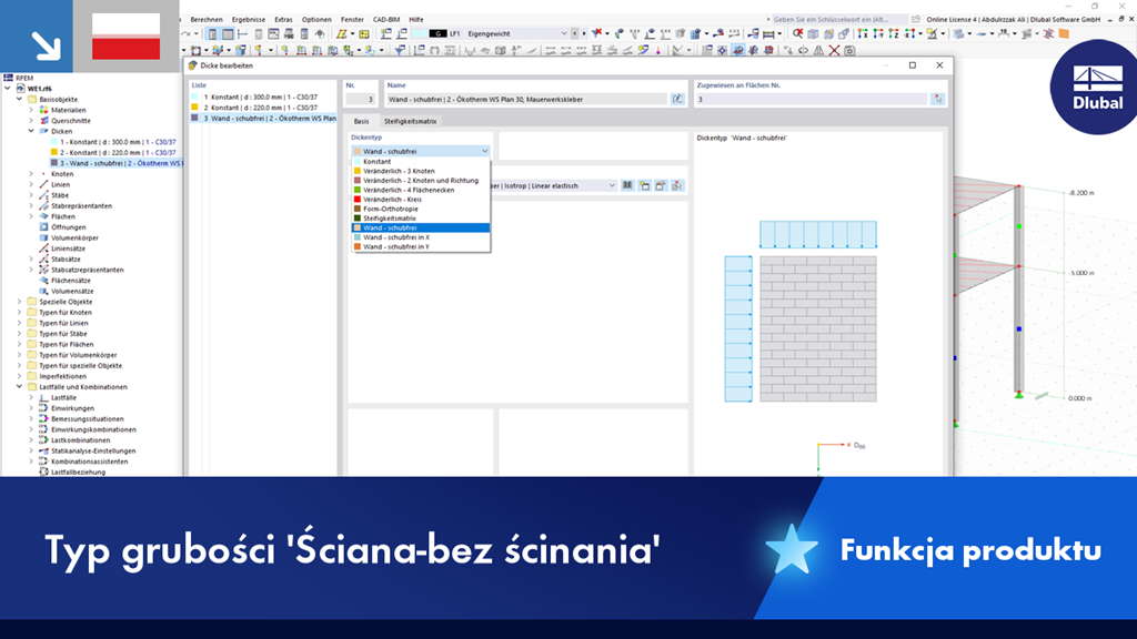Nowa funkcja w RFEM | Bez ścinania w X i Y dla konstrukcji ścian bez ścinania