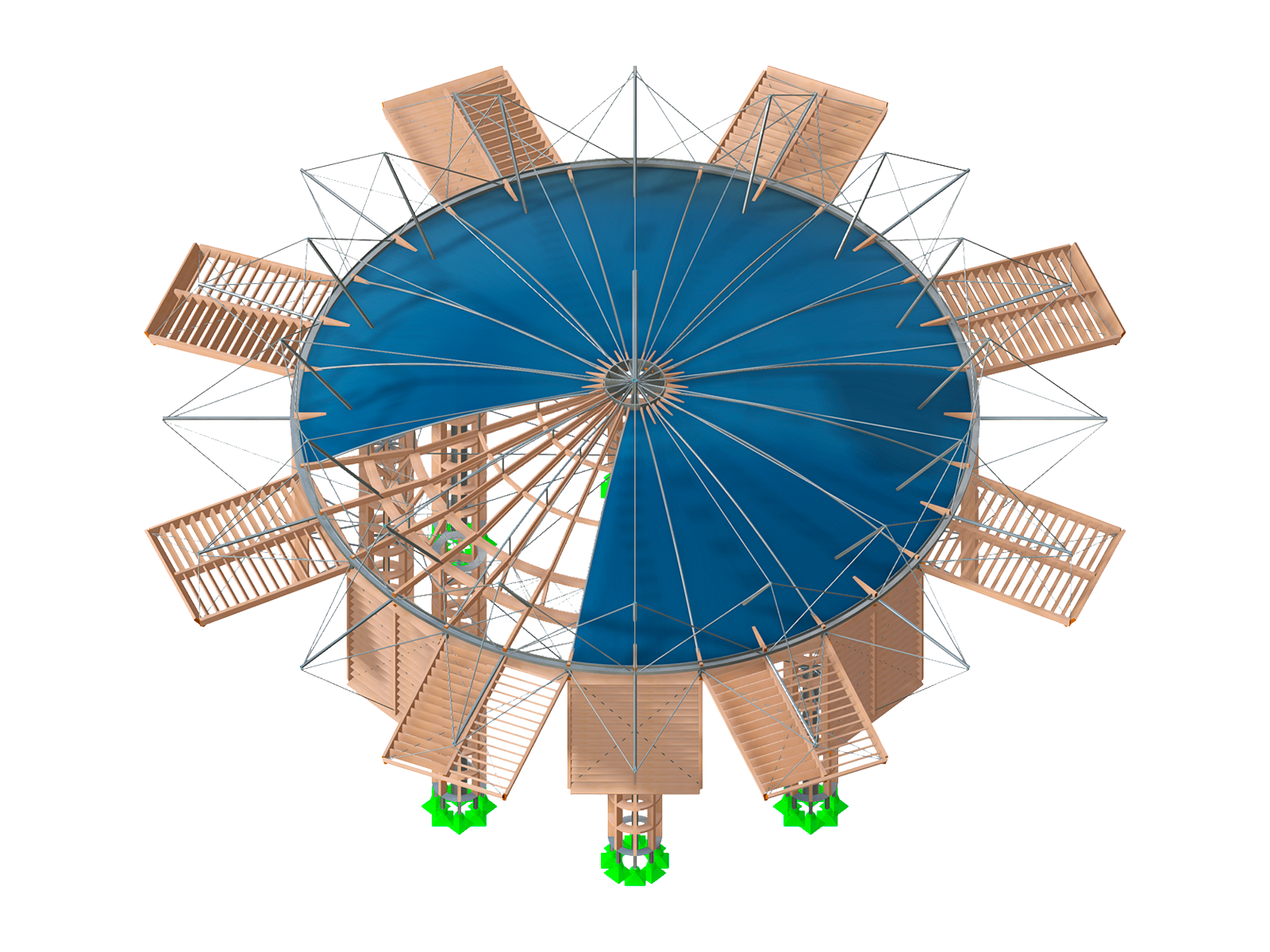 Konstrukcja z drewna przy ruchu powietrza w RFEM 6