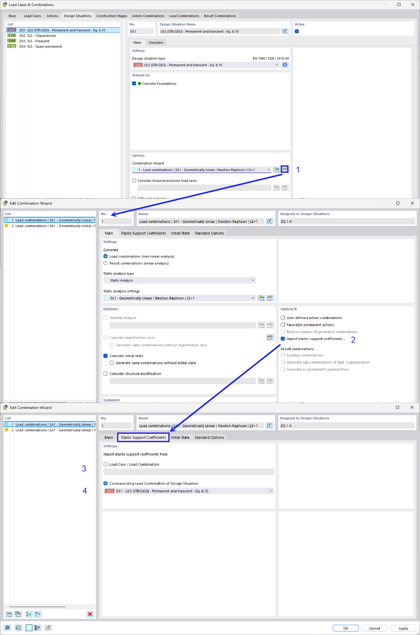Asystent kombinacji importuje współczynniki podparcia sprężystego | Interakcja podłoże-konstrukcja