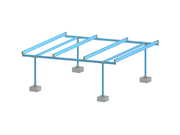 Ein Carport aus Stahl wird mit präzisen Stahlanschlüssen und detaillierten Stahl-Verbindungsdetails gezeigt.
