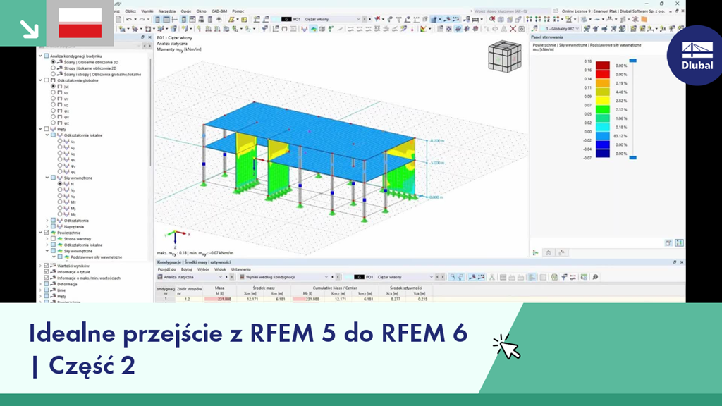 Widok ekranu przedstawiający proces migracji z RFEM 5 do RFEM 6. Przejście między wersjami.