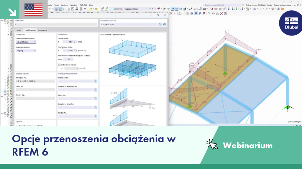 Przegląd opcji transferu obciążeń w RFEM 6 podczas sesji webinarium.