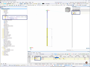 Interfejs programu RFEM przedstawiający kotwy z wygenerowanymi prętami rozciąganymi i pali w szczegółowym widoku.