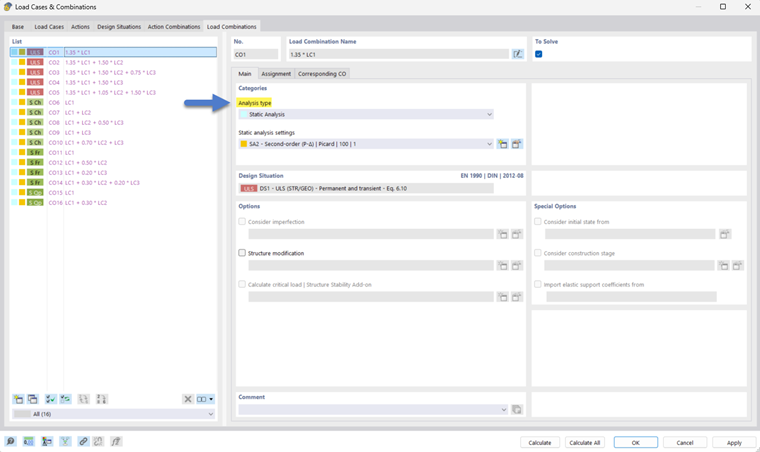 Analiza powierzchni w układzie konstrukcyjnym przedstawia różne scenariusze obciążenia.