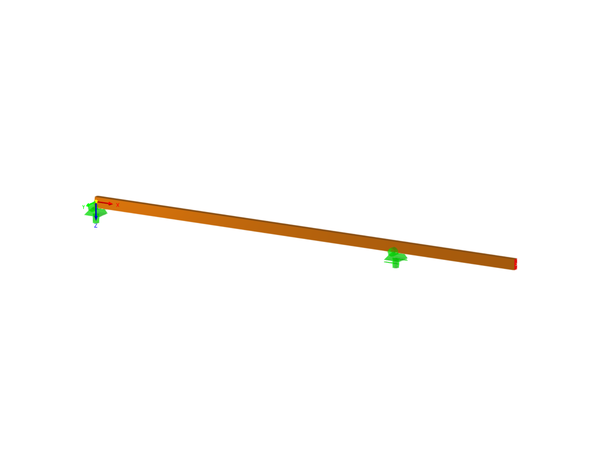 Estructura de viga de madera soportando carga de paso humano.