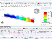 Deformacja belki w programie RFEM 6 spowodowana różnymi temperaturami na górnej i dolnej powierzchni.