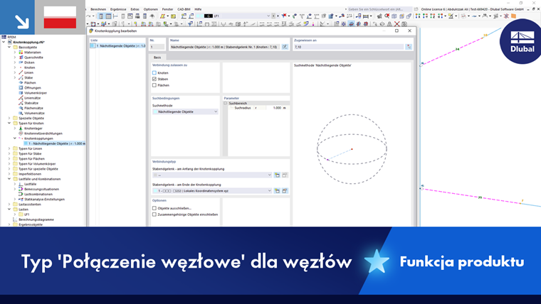 Wizualizacja połączenia węzłów w modelu konstrukcyjnym