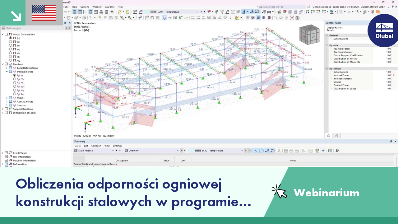 Webinarium na temat zasad projektowania konstrukcji stalowych pod kątem odporności ogniowej dla RFEM 6