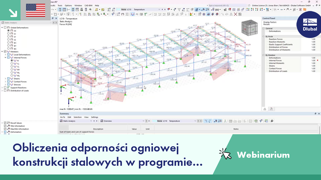 Webinarium na temat zasad projektowania konstrukcji stalowych pod kątem odporności ogniowej dla RFEM 6