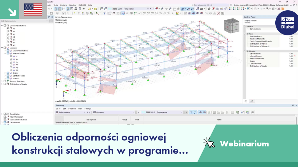 Webinarium na temat zasad projektowania konstrukcji stalowych pod kątem odporności ogniowej dla RFEM 6