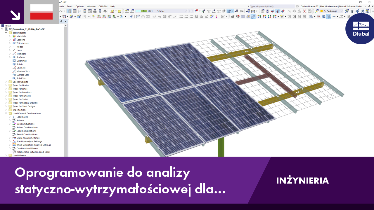Oprogramowanie do obliczeń statycznych i projektowania konstrukcji wsporczych paneli fotowoltaicznych w branży energetycznej