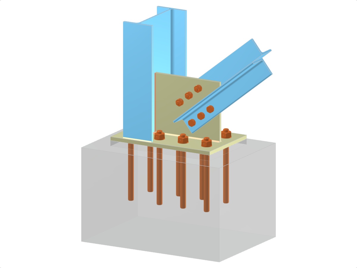 Model 005686 | Podstawa słupa z blachą węzłową i śrubowym połączeniem ukośnym