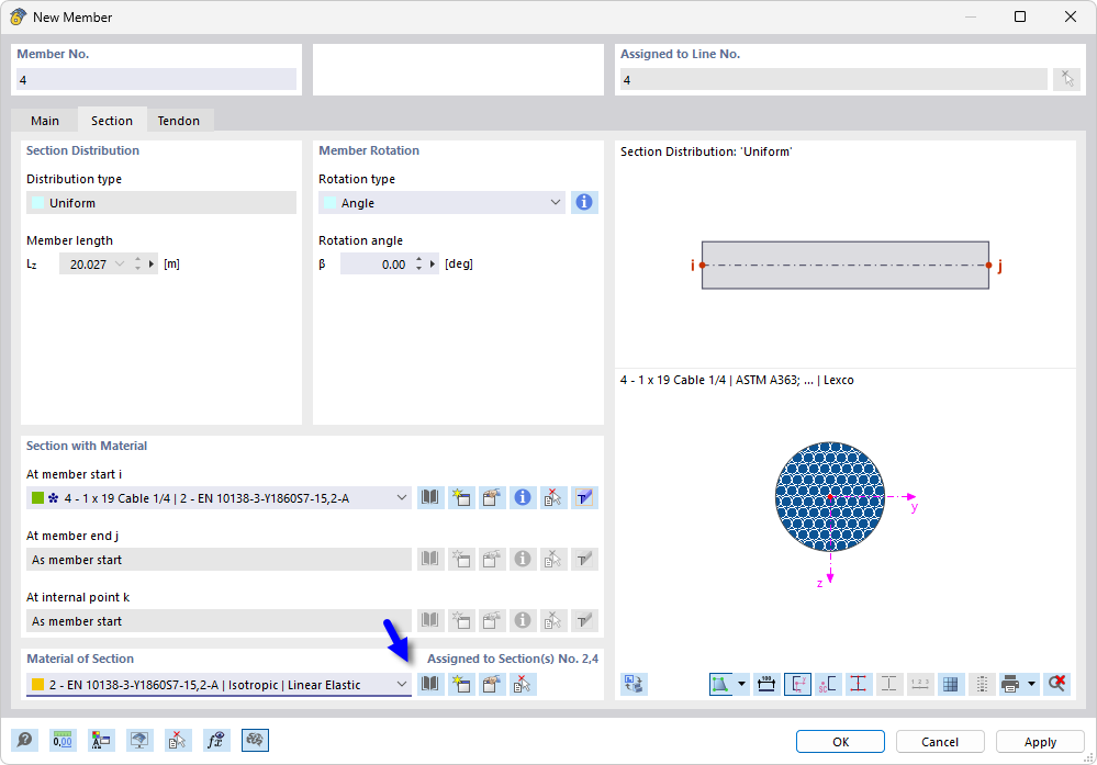 Definiowanie materiału cięgna