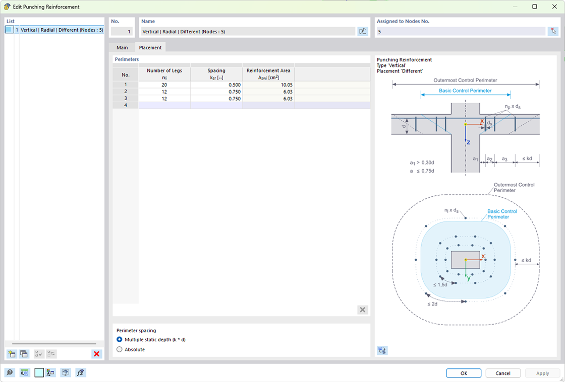 Widok pionowego zbrojenia na ścinanie w module Projektowania konstrukcji betonowych zapewniający bezpieczeństwo przed uszkodzeniami konstrukcji.