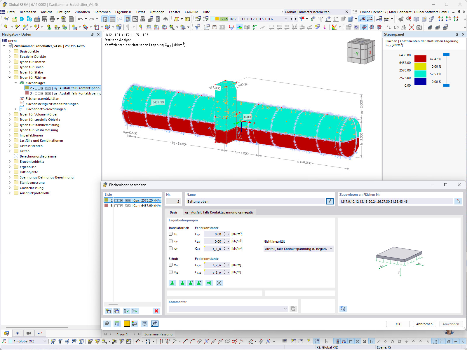 KB 001968 | Zbiornik dwukomorowy wbudowany w ziemię pod działaniem wyporu
