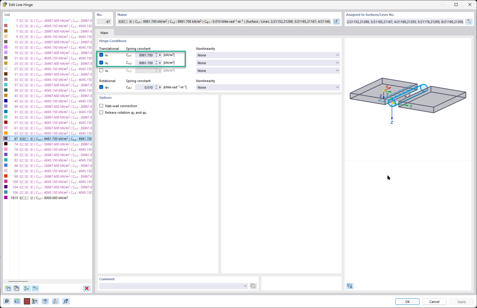 Najlepsze praktyki w programie RFEM 6 dotyczące skutecznego modelowania zwolnień liniowych i przegubów w budowlach z drewna klejonego warstwowo za pomocą sztywności płaszczyzny.