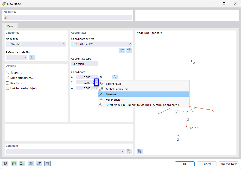 Funkcja 'Mierz' w menu kontekstowym