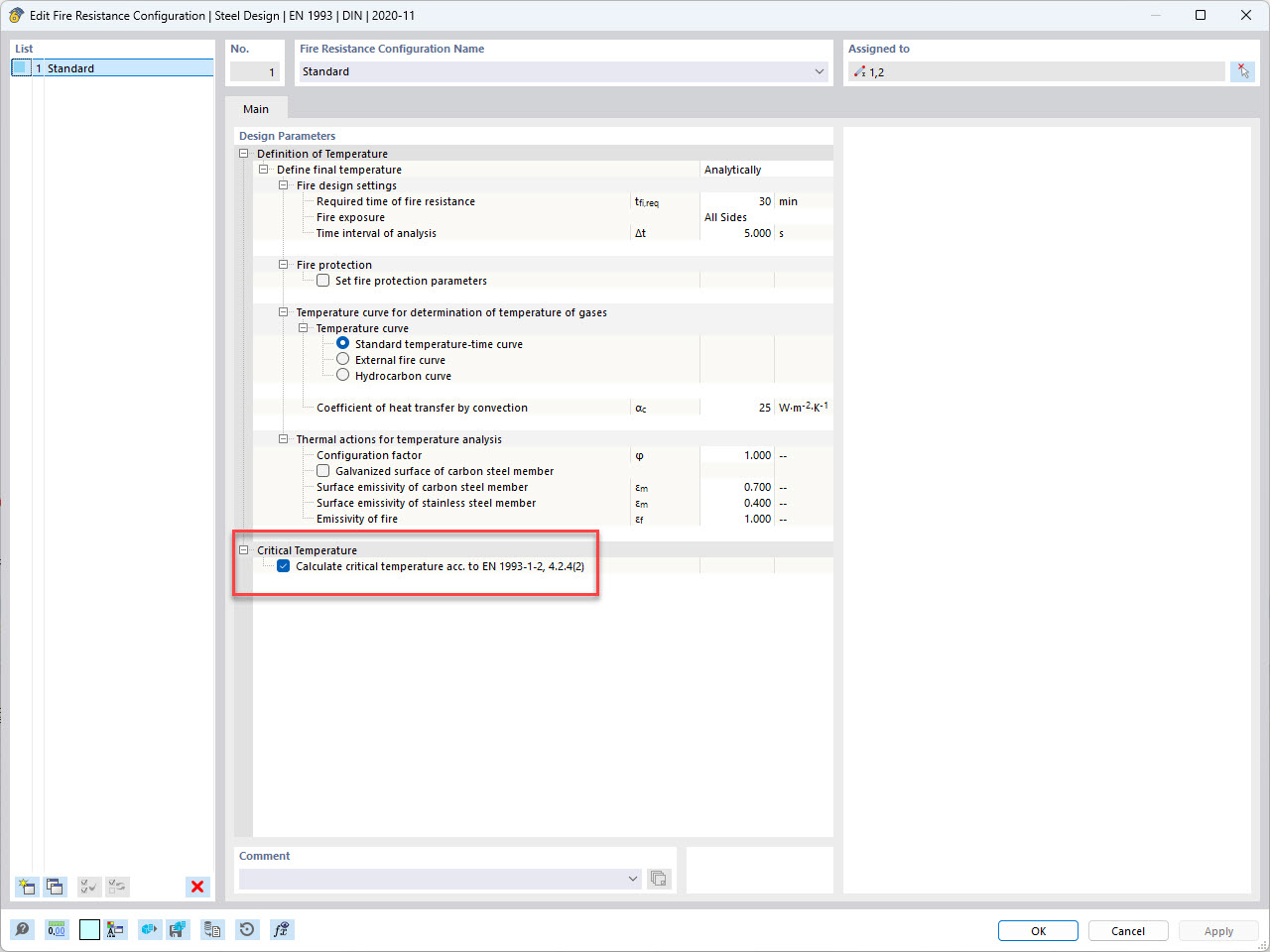 Krytyczna temperatura elementu